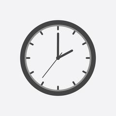 Clock icon, flat design. Vector illustration on white background