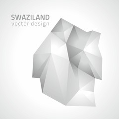 Swaziland polygonal grey and silver map