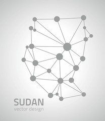 Sudan vector dot grey triangle outline map of Africa