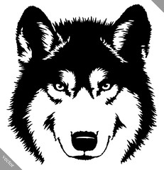 black and white paint draw wolf illustration