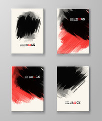Abstract stylish background black red ink paint.