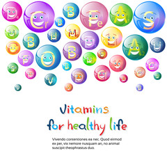 Vitamins Nutrient Minerals Colorful Banner Healthy Life