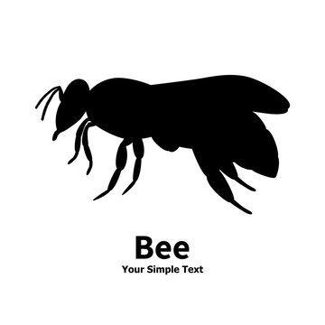 Vector illustration of a silhouette of a black bee