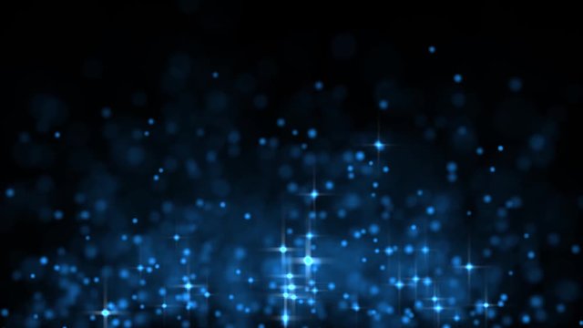 Blue glowing star particle in random direction  3D render abstract background  animation motion graphic with copy space on black background