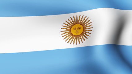 Flag of Argentina, fluttering in the wind. 3D rendering.

