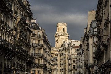Obraz premium Paris street with Saint Sulpice church.
