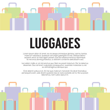 Many Luggages Travel Concept Vector Illustration.