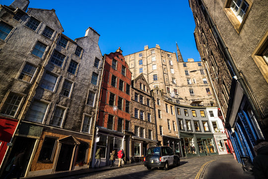 Street view of the historic old town, Edinburgh