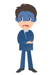 体調の悪いビジネスマン、男性会社員のイラスト素材、三頭身