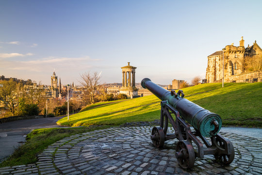 Monuments on Calton Hill in Edinburgh