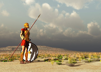 Antiguo guerrero griego - obrazy, fototapety, plakaty