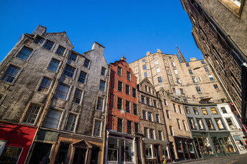 Street view of the historic old town, Edinburgh