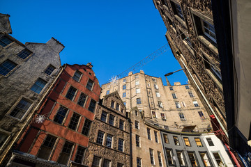 Street view of the historic old town, Edinburgh