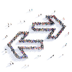 arrow direction shape icon 3D rendering