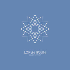 Luxury white Logotype. Logo in the shape of a flower. Simple geometric emblem for boutique. Vector sign.