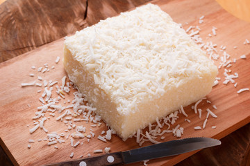 Brazilian traditional dessert: sweet couscous (tapioca) pudding