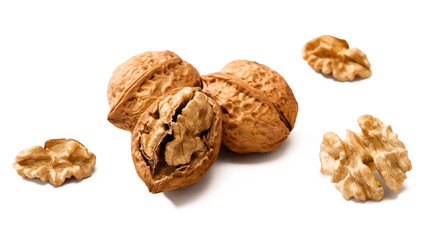 cracking walnuts on white