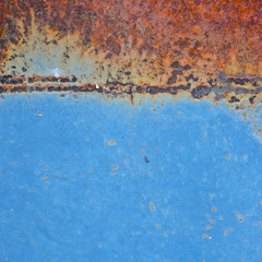 old blue rust metal texture background in square ratio