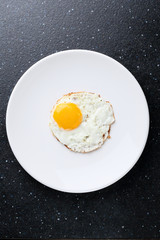 fried egg on white plate
