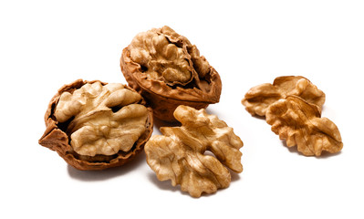 cracking walnuts on white