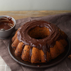 christmas cake with chocolate icing