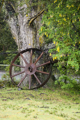 Fototapeta na wymiar Vintage Wagon Wheel - Puerto Montt - Chile