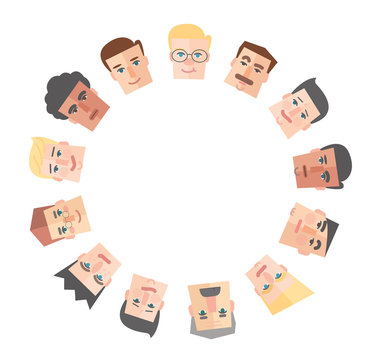 people cartoon around the empty circle background vector