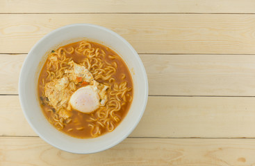 Spicy noodle with boiled egg