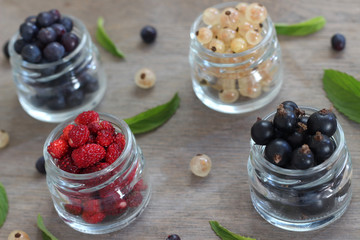Beeren Mix in Gläschen mit Minze