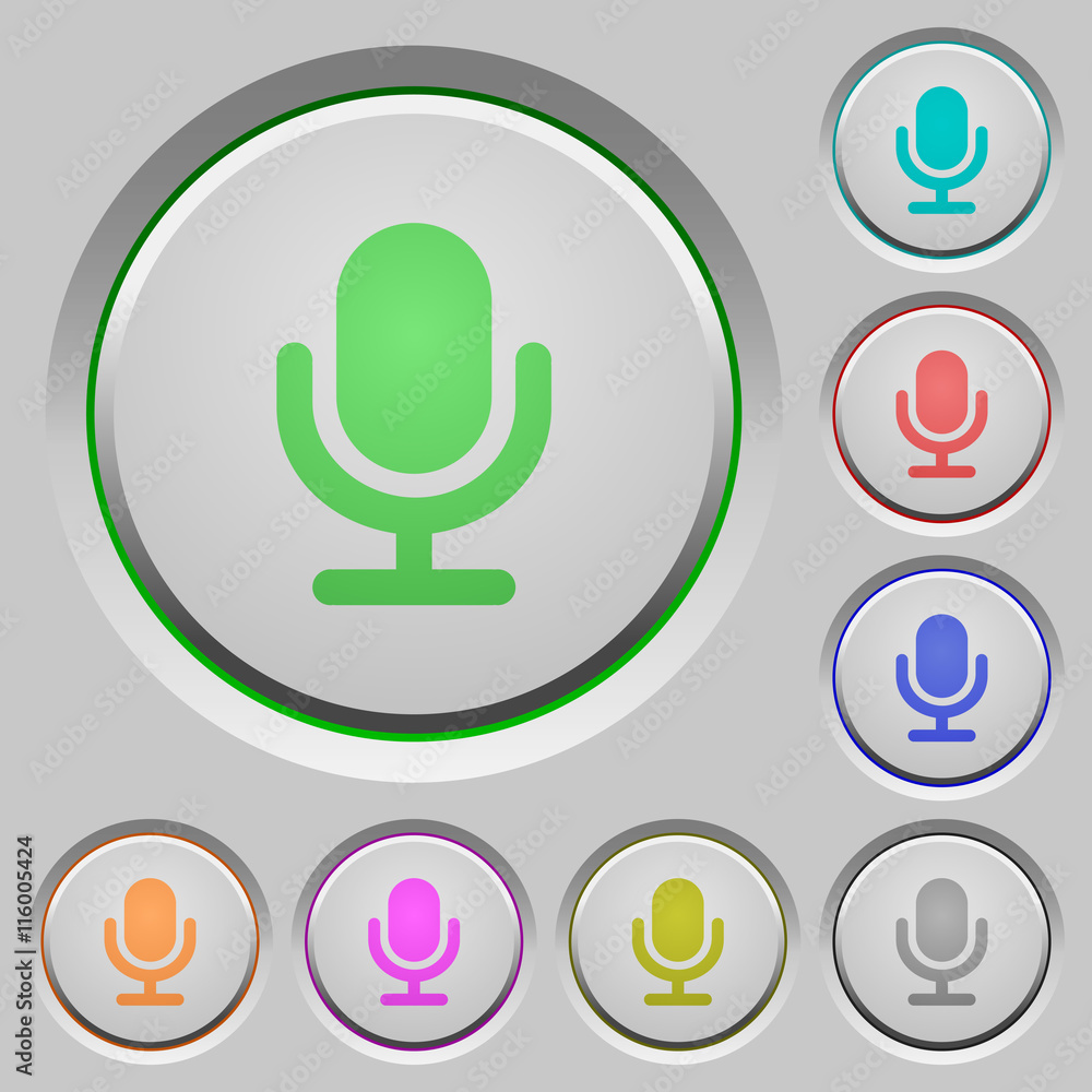 Poster microphone push buttons