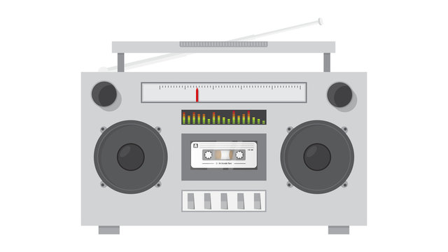 old school ghetto blaster retro radio cassette recorder vector illustration