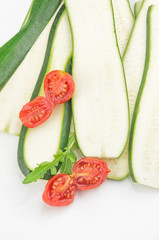 Fresh green zucchini isolated on white background