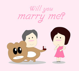 Will you marry me. Card for lover. Vector illustration. EPS10
