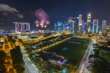 Rolgordijnen Singapore national day fireworks celebration © Noppasinw