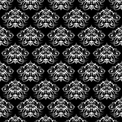 Damask seamless white and black pattern.