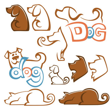 lovely pets, vector collection of dog images for your logo or em