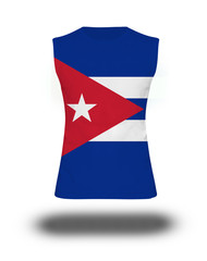 athletic sleeveless shirt with Cuba flag on white background and shadow