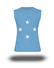 athletic sleeveless shirt with Micronesia flag on white background and shadow