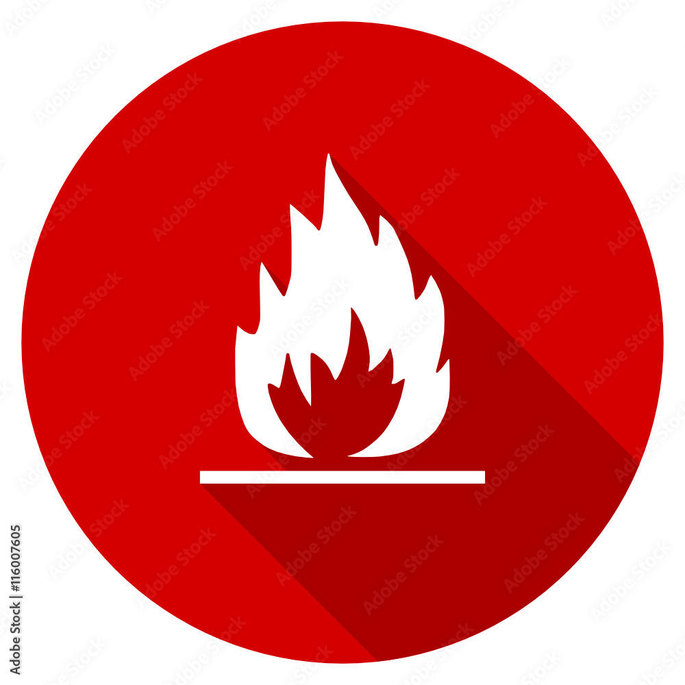 Poster flat design red round flame vector icon