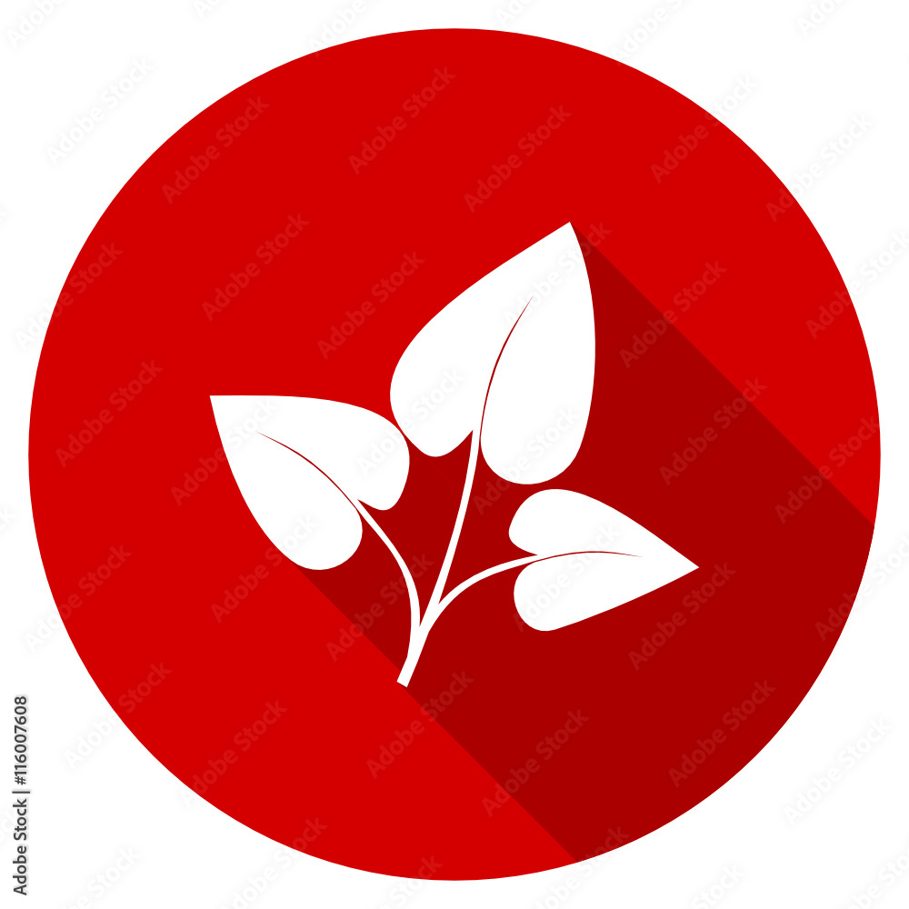 Poster flat design red round leaf vector icon
