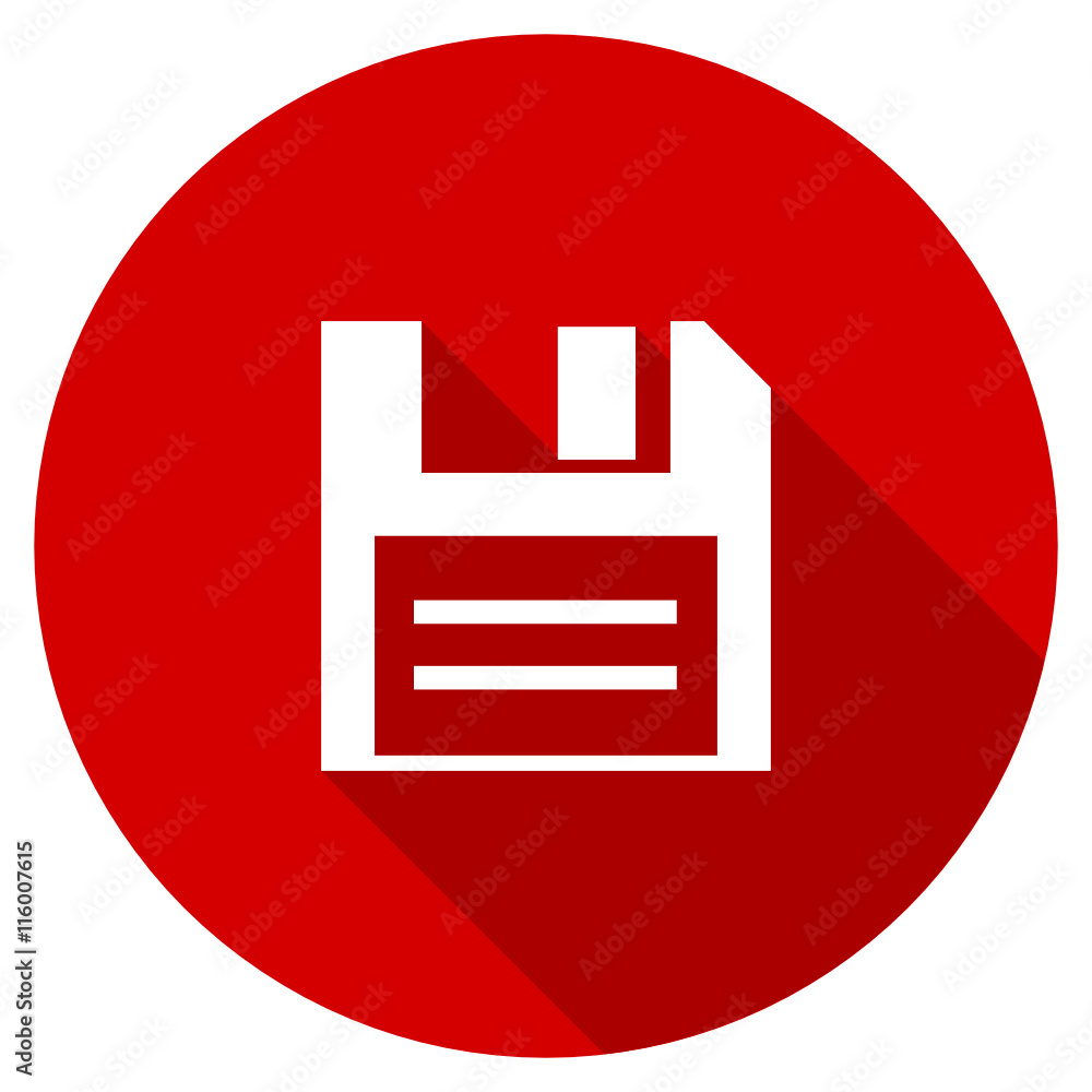 Poster Flat design red round floppy vector icon