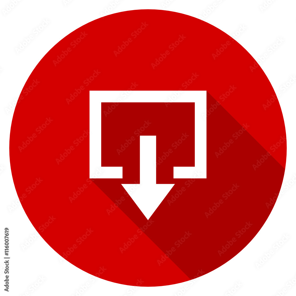 Poster flat design red round exit vector icon