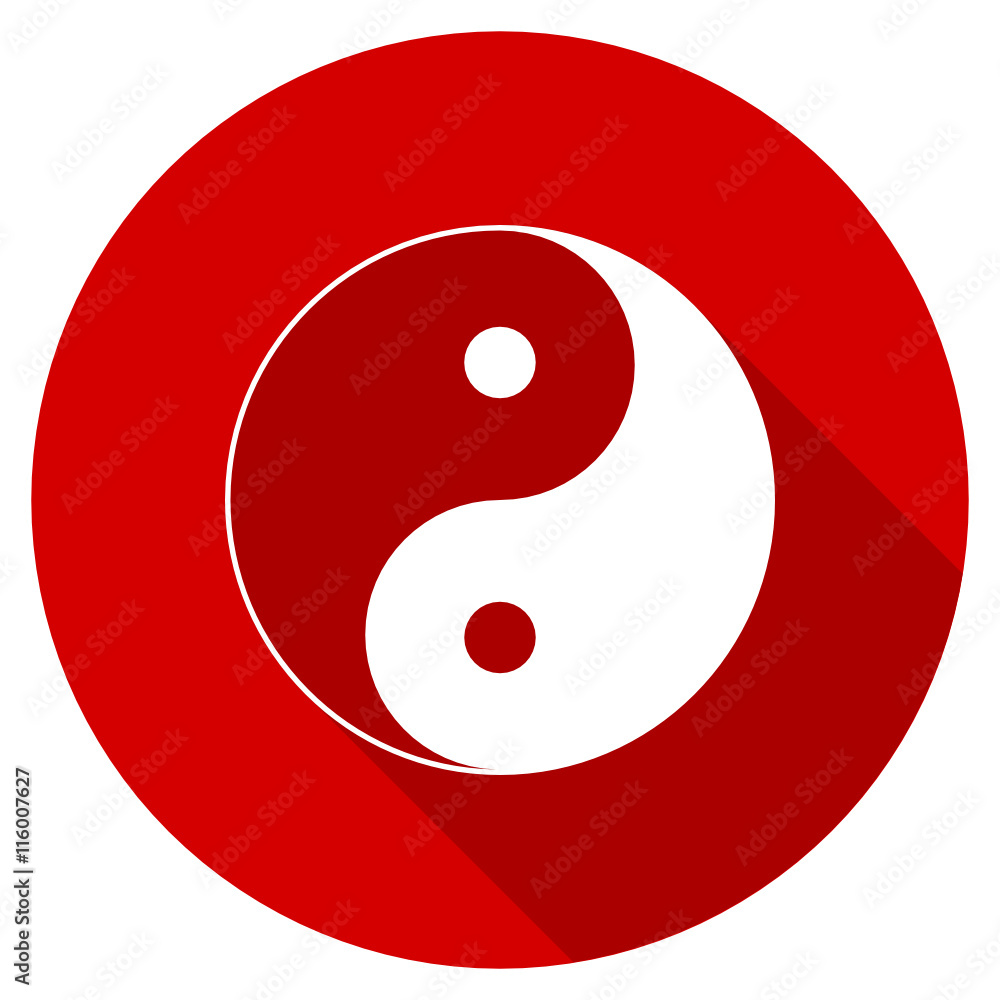 Poster flat design red ying yang round vector icon