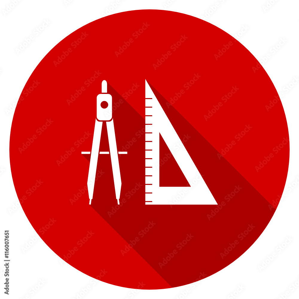 Poster red round flat learning vector icon