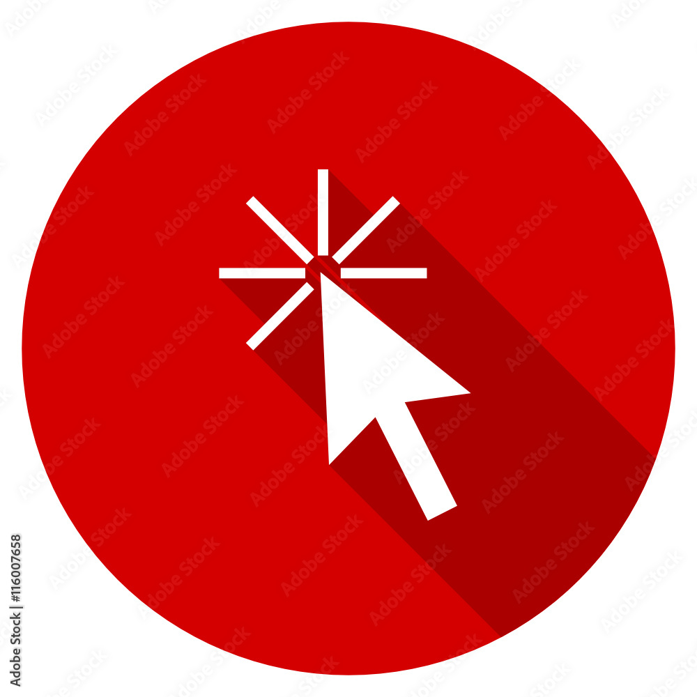 Poster Red round flat click here vector icon