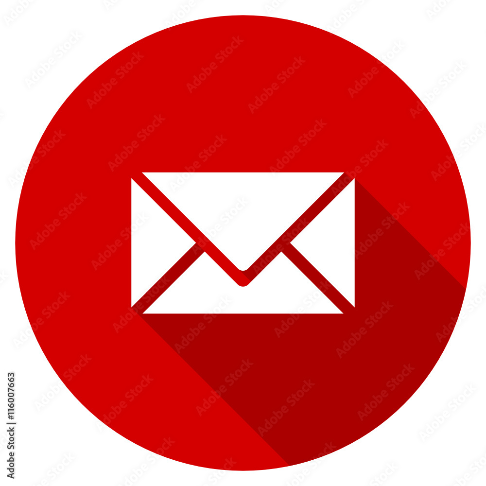 Poster red round flat mail vector icon