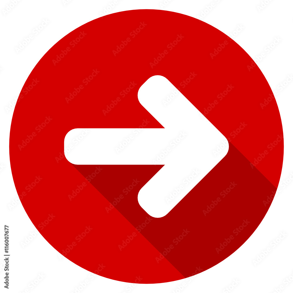 Poster red round flat arrow vector icon