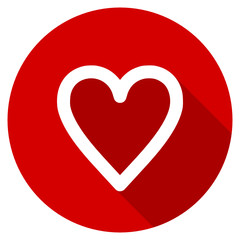 Flat design red round heart vector icon