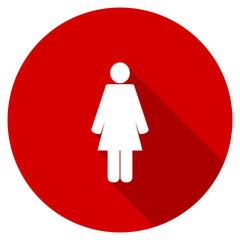 Flat design red round female gender vector icon