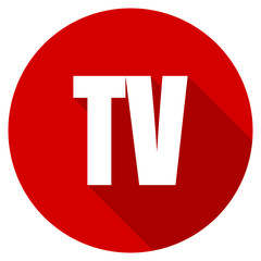 Flat design red round tv vector icon